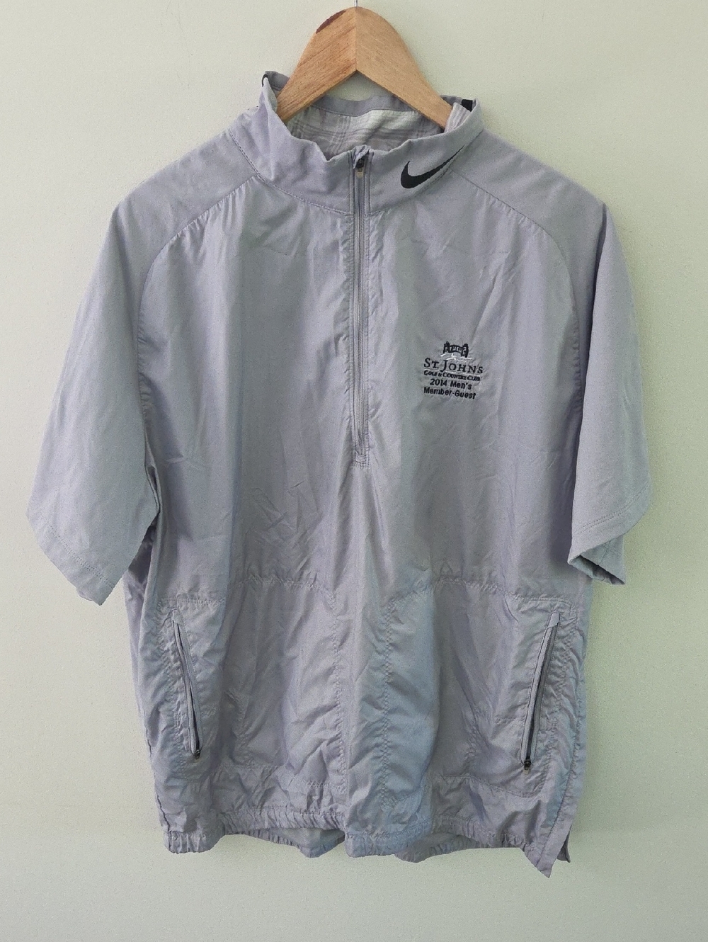 Nike Light Gray Short-Sleeve Quarter Zip Gold Pullover